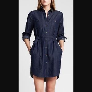 Banana Republic Denim Button Down Dress EUC